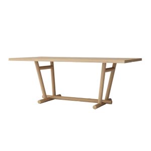 ALMA DESIGN table WOODBRIDGE H 75 cm (200 x 100 cm - Base en fr&ecirc;ne verni naturel, plateau en multicouches avec bord massif)