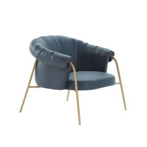 ALMA DESIGN fauteuil SCALA avec structure en acier verni bronze (Cat. PE1 Lotus - Métal et cuir)