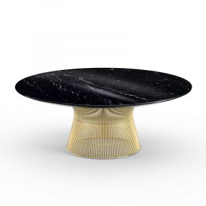 KNOLL table basse ronde PLATNER &Oslash; 107 x H 38,5 cm (Or 18k / Noir Marquina - M&eacute;tal / marbre)