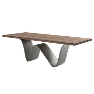 RIVA 1920 table rectangulaire BREE E ONDA (240 x 100 cm - Noyer et base en fer laqué gris anthracite)