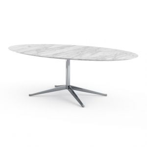 KNOLL table ovale FLORENCE KNOLL 244 x 137 cm (Statuarietto satin - Marbre et acier chromé)