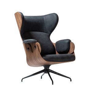 BD BARCELONA DESIGN fauteuil LOUNGER (Cuir Cat. V - placage en contreplaqu&eacute; de h&ecirc;tre)