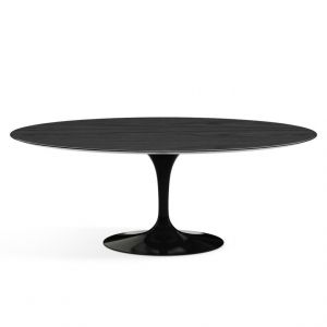 KNOLL table ovale TULIP collection Eero Saarinen 198x121cm (Base noire / plateau en chêne noirci - Bois et aluminium)