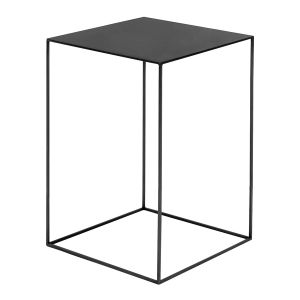 ZEUS table basse carré SLIM IRONY LOW TABLE 41 x 41 cm (H 64 cm plateau phosphate noir - métal verni noir cuivré sablé)