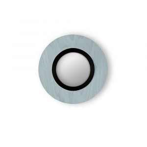 LZF LUZIFER lampe murale applique avec miroir LENS CIRCULAR diffuseur m&eacute;tallique noir 3000K (Bleu Marine - Vernis &agrave; bois)