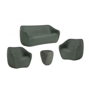 SLIDE set REBORN canap&eacute; + 2 fauteuils + table basse H 45 cm PINE GREEN