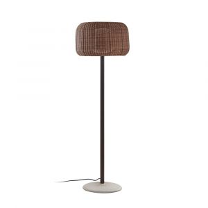 BOVER lampadaire pour ext&eacute;rieur FORA P (Marrone rattan, base in cemento, Led integrato - Alluminio, acciaio inossidabile, polietilene, fibra sintetica, cemento.)