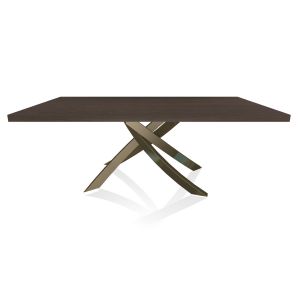 BONTEMPI CASA table avec structure laiton vielli ARTISTICO 20.01 200x106 cm (Chêne Spessart - Plateau en bois plaqué et structure en acier laqué laiton vielli)