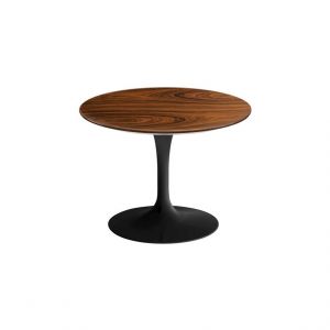 KNOLL table basse ronde TULIP &Oslash; 51 cm collection Eero Saarinen (Base noire / plateau Santos Palissandro - Bois et aluminium)