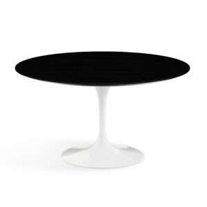 KNOLL table ronde TULIP &Oslash; 137 cm collection Eero Saarinen (Base blanche / plateau noir - Fenix&reg; et aluminium)