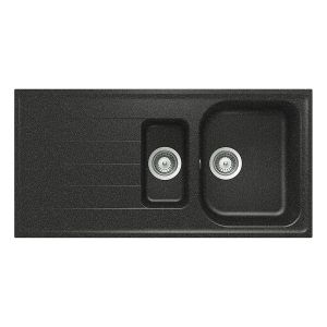 SCHOCK &eacute;vier avec 1 + 1/2 bac et &eacute;gouttoir r&eacute;versible LITHOS D150 (Anthracite - Cristalite&reg;)