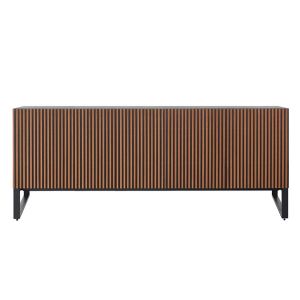HORM buffet avec 5 portes LEON sur base Minimal Design L 240 cm (H 96 cm - Hêtre teinté moka et portes cerisier et hêtre teinté moka)