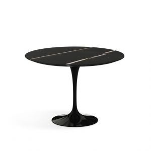 KNOLL table ronde TULIP &Oslash; 107 cm collection Eero Saarinen (Base noire / plateau Sahara Noir satin&eacute; - marbre et aluminium)