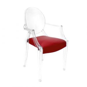 MYAREADESIGN set de 4 chaises KARTELL LOUIS GHOST avec le coussins IL CUSCINO (Rouge cod. 16 - Eco-cuir Greta)