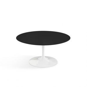 KNOLL table basse ronde TULIP Ø 91 cm collection Eero Saarinen (Base blanche / plateau noir - Plastique laminé et alluminium)