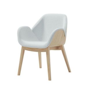 ALMA DESIGN fauteuil en fr&ecirc;ne naturel rembourr&eacute; LIPS (Cat. D Velluto Luna - Bois courb&eacute; et tissu)