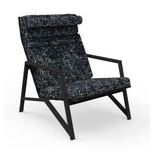 TALENTI fauteuil lounge d'extérieur COTTAGE Collection Icon (Graphite / Black abstract - Tissu et aluminium peint)