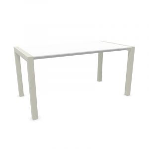 KRISTALIA table extensible SUSHI avec plateau en stratifi&eacute; 150x80 cm (Pure-white blanc - Pieds en aluminium peint gris sable)