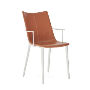 KARTELL fauteuil H.H.H. HER HIGHEST HIGHNESS LEATHER (Blanc / Naturel - Polycarbonate 2.0 recycl&eacute; et cuir)