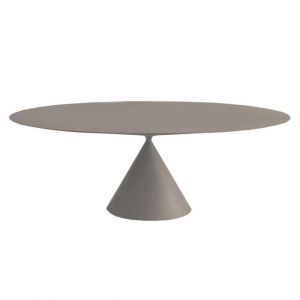 DESALTO table oval CLAY (120x218 cm / Béton gris lune - Base en polyuréthane / Plateau MDF avec revêtement)
