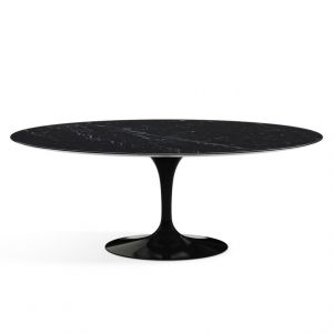 KNOLL table ovale TULIP collection Eero Saarinen 198x121cm (Base noire / plateau Noir Marquin satiné - marbre et aluminium)