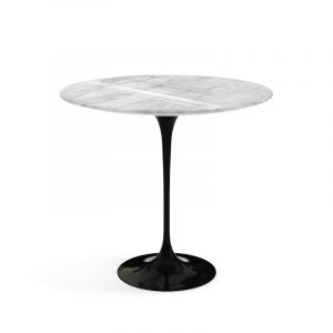 KNOLL table basse ovale TULIP collection Eero Saarinen 57x38 cm (Base noire / plateau Statuarietto - marbre et aluminium)