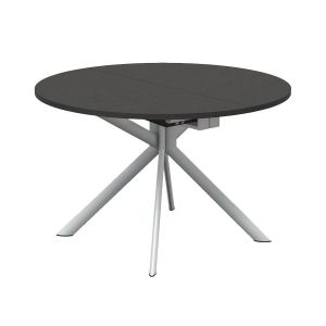 CONNUBIA table extensible à rallonge avec piètement blanc optique mat GIOVE CB/4739-D 120 cm (Plateau et rallonge oxyde de bronze - Métal et bois anobli)