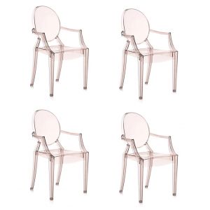 KARTELL set de 4 chaises LOUIS GHOST (Orange - Polycarbonate 2.0 recycl&eacute;)