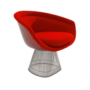 KNOLL fauteuil PLATNER (Fire Red / Nickel - Tissu Cato / Métal)