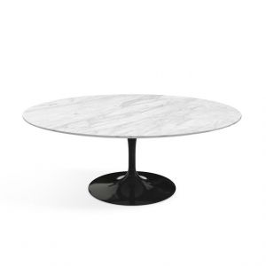 KNOLL table basse ovale TULIP collection Eero Saarinen 107x70 cm (Base noire / plateau Statuarietto satin - marbre et aluminium)