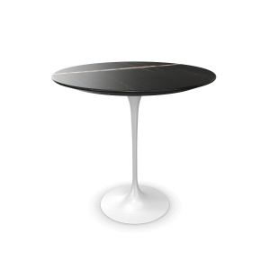KNOLL table ronde TULIP Ø 51 cm collection Eero Saarinen (Base blanche / Plateau Sahara Noir - marbre et aluminium)