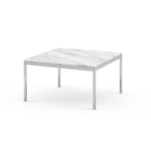 KNOLL table basse FLORENCE KNOLL 75 x 75 x H 35 cm (Marbre Statuarietto - Acier chromé poli)