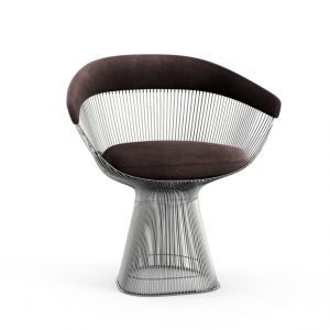 KNOLL fauteuil PLATNER (Espresso / Nickel - Tissu Knoll Velvet / Métal)