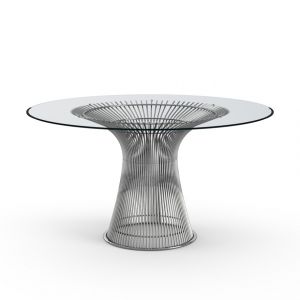 KNOLL table ronde PLATNER Ø 135 cm (Nickel / Transparent - Métal / Cristal)