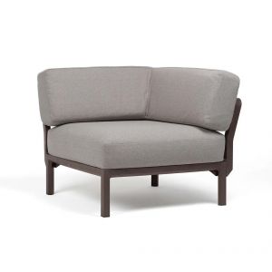 NARDI fauteil &eacute;l&eacute;ment d'angle MAXIMO (Terre / Lave - Fibre de verre r&eacute;g&eacute;n&eacute;r&eacute;e, polypropyl&egrave;ne et tissu Sunbrella hydrofuge)