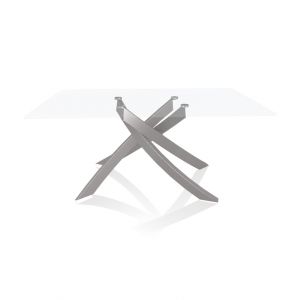 BONTEMPI table avec structure gris clair ARTISTICO 20.13 160x90 cm (Transparent extra-clair - Plateau en verre et structure en acier laqu&eacute; gris clair)