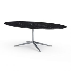 KNOLL table ovale FLORENCE KNOLL 244 x 137 cm (Nero Marquina satin - Marbre et acier chromé)