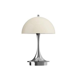 LOUIS POULSEN lampe de table PANTHELLA 160 PORTABLE V3 (Beige / Chrome, diffuseur opalin - Acrylique)