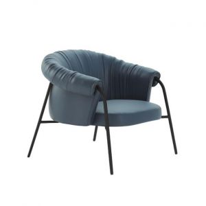 ALMA DESIGN fauteuil SCALA avec structure en acier verni noir (Cat. PE1 Lotus - Métal et cuir)