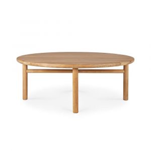 ETHNICRAFT table ronde basse d'ext&eacute;rieur QUATRO &Oslash;95cm (Teck - Bois)