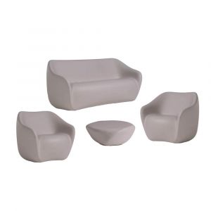 SLIDE set REBORN canap&eacute; + 2 fauteuils + table basse H 30 cm MIST WHITE