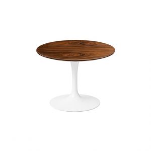 KNOLL table basse ronde TULIP Ø 51 cm collection Eero Saarinen (Base blanche / plateau Santos Palissandro - Bois et aluminium)