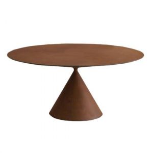 DESALTO table oval CLAY (110x160 cm / Béton rouge brique - Base en polyuréthane / Plateau MDF avec revêtement)