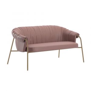 ALMA DESIGN canapé SCALA avec structure en acier verni bronze (Cat. PE1 Lotus - Métal et cuir)