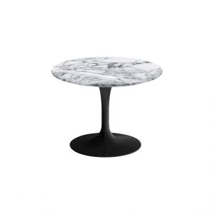 KNOLL table basse ronde TULIP &Oslash; 51 cm collection Eero Saarinen (Base noire / plateau Arabescato - marbre et aluminium)