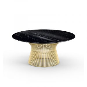 KNOLL table basse ronde PLATNER Ø 91,5 x H 38,5 cm (Or 18k / Noir Marquina - Métal / marbre)
