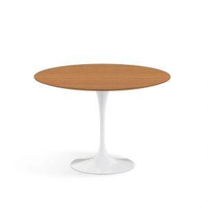 KNOLL table ronde TULIP &Oslash; 107 cm collection Eero Saarinen (Base blanche / plateau en teak - Bois et aluminium)