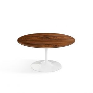 KNOLL table basse ronde TULIP Ø 91 cm collection Eero Saarinen (Base blanche / plateau Santos Palissandro - Bois et aluminium)