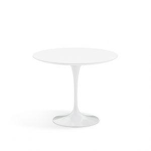 KNOLL table ronde TULIP Ø 91 cm collection Eero Saarinen (Base blanche / plateau blanc - Plastique laminé et alluminium)
