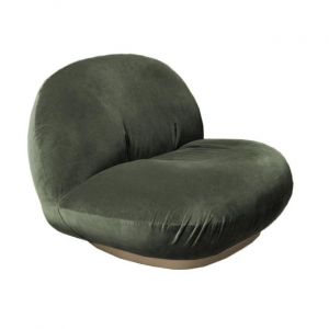 GUBI fauteuil avec la base pivotante PACHA LOUNGE CHAIR (Cat. B Velvet 2 4956 - tissu et bois finition Pearl Gold)